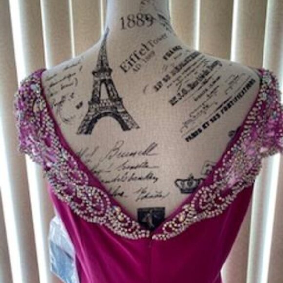 Majestic Purple Embellished Neckline Cap Sleeve Evening Gown Size 14 - Picture 7 of 9